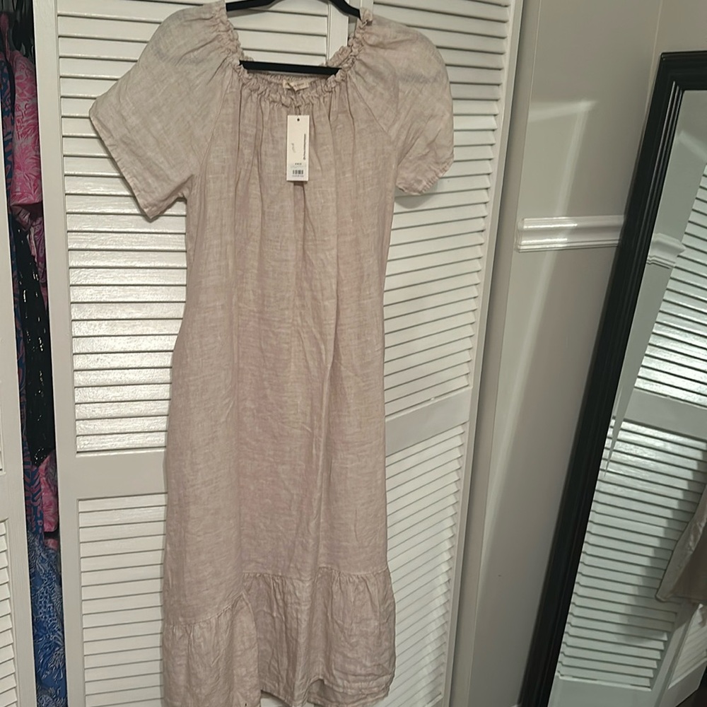 Chocolate Preppy Linen Dress- NWT- OS